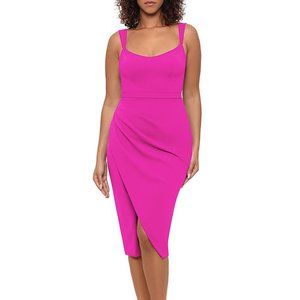 AQUA Wrap Hem Midi Dress  - fuschia + size 12